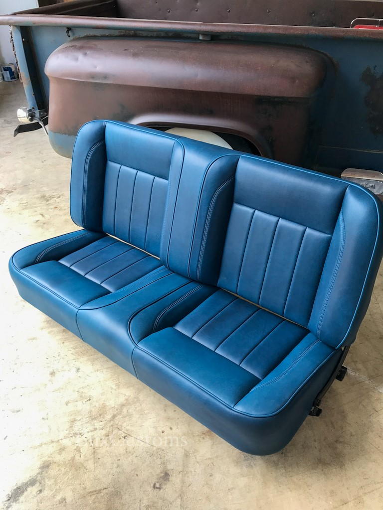 We built a custom bench seat for patina paint custom truck.