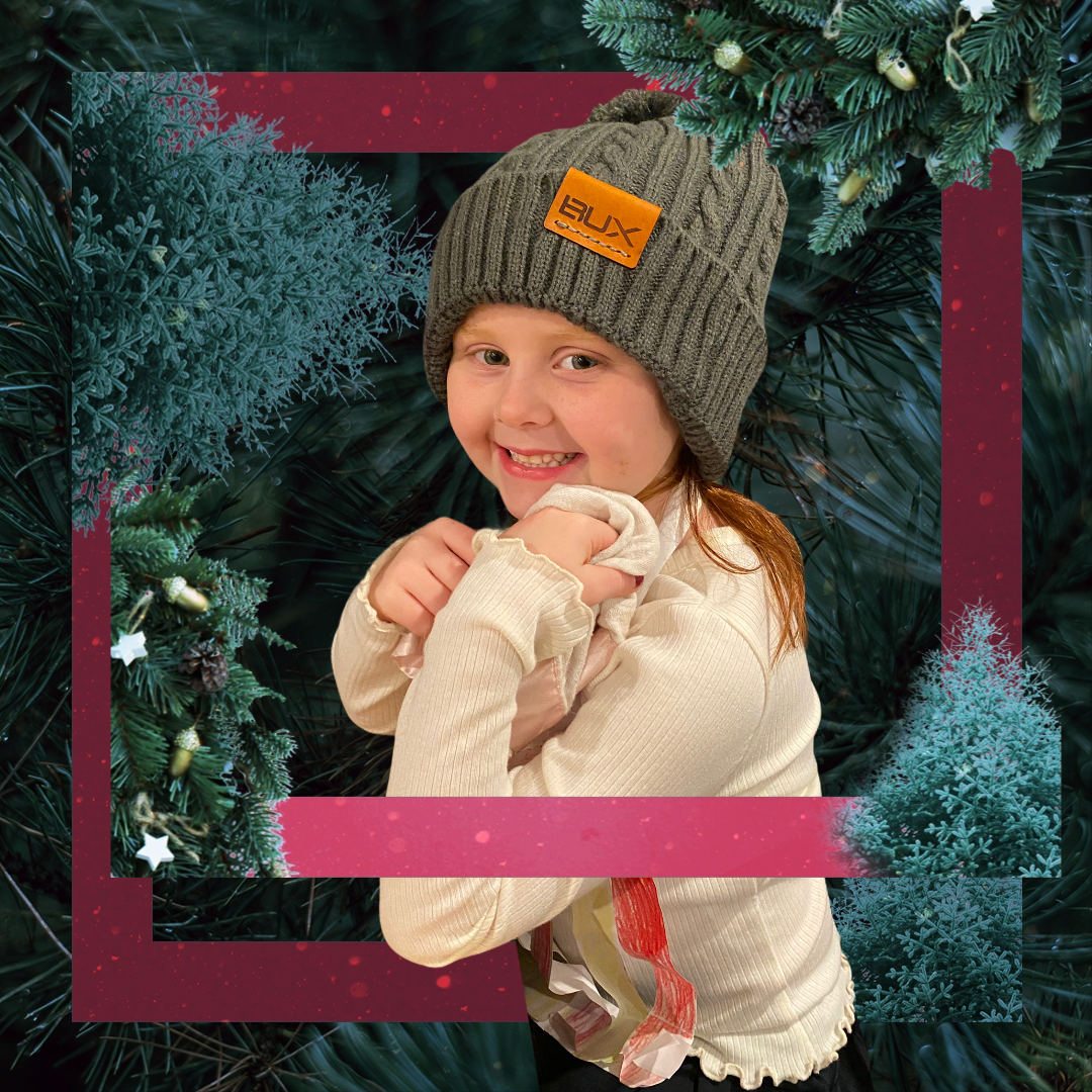kids cable knit beanie with pom pom