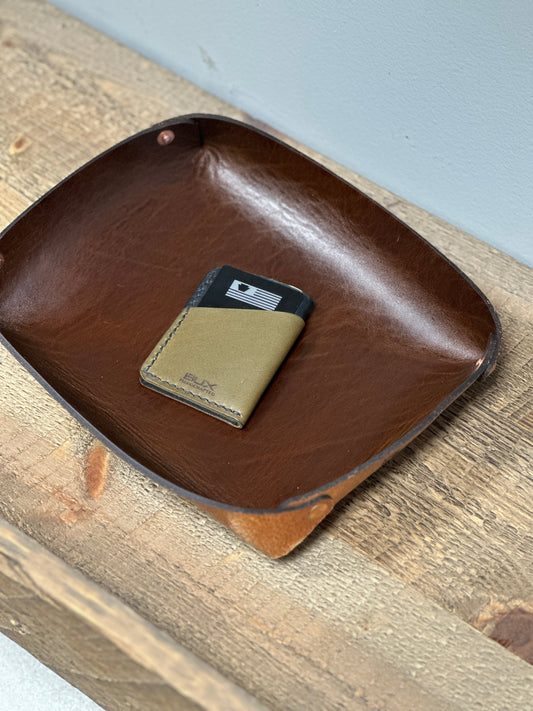 valet tray, catch all tray, leather valet, leather goods